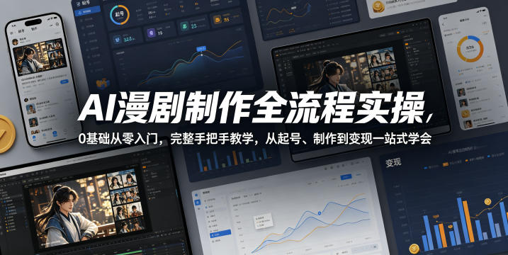 AI漫剧制作全流程实操，0基础从零入门，完整手把手教学，从起号、制作到变现一站式学会-遨游资源库