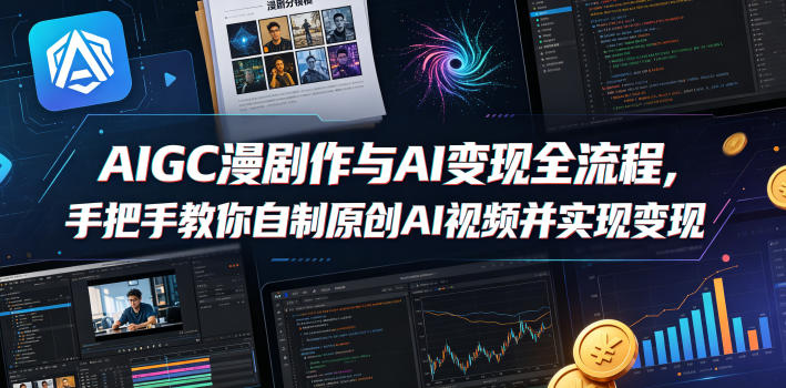 AIGC漫剧创作与AI变现全流程，手把手教你自制原创AI视频并实现变现-遨游资源库