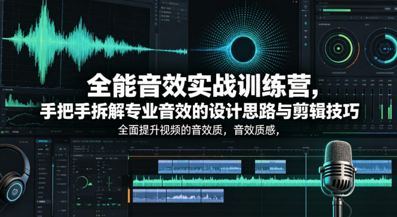 全能音效实战训练营，手把手拆解专业音效的设计思路与剪辑技巧，全面提升视频的音效质感-遨游资源库