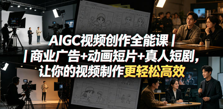 AIGC视频创作全能课｜商业广告+动画短片+真人短剧，让你的视频制作更轻松高效-遨游资源库