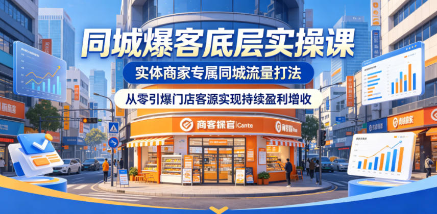 同城爆客底层实操课，实体商家专属同城流量打法，从零引爆门店客源实现持续盈利增收-遨游资源库
