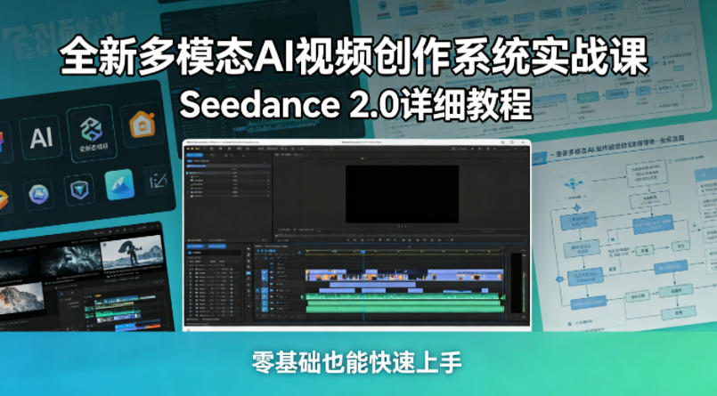 全新多模态AI视频创作系统实战课，Seedance 2.0详细教程，零基础也能快速上手-遨游资源库