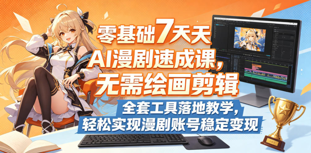 零基础7天AI漫剧速成课，无需绘画剪辑，全套工具落地教学，轻松实现漫剧账号稳定变现-遨游资源库