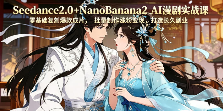 Seedance2.0+NanoBanana2 AI漫剧实战课，零基础复刻爆款成片涨粉变现，打造长久副业收益-遨游资源库