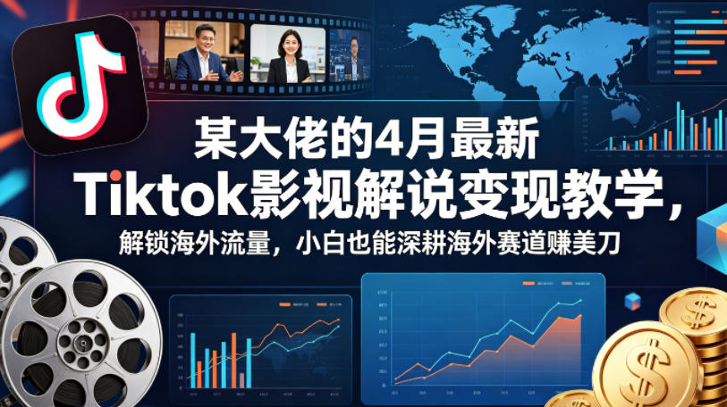 某大佬的4月最新Tiktok影视解说变现教学，解锁海外流量，小白也能深耕海外赛道賺美刀（更新）-遨游资源库