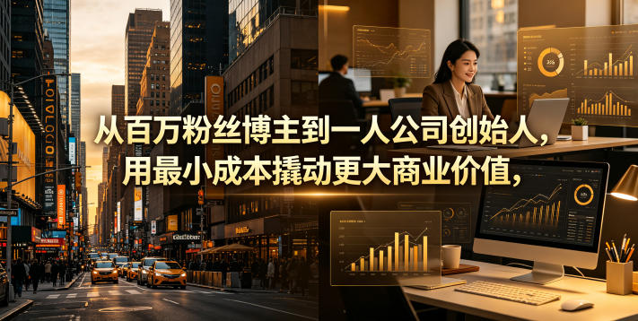 从百万粉丝博主到一人公司创始人，用最小成本撬动更大商业价值-遨游资源库