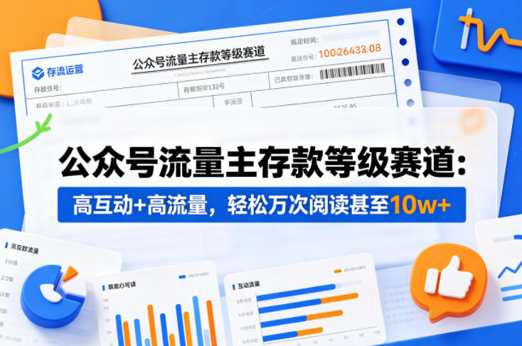 公众号流量主之存款等级赛道，高互动+高流量，轻松达到万次阅读，甚至10w+-遨游资源库