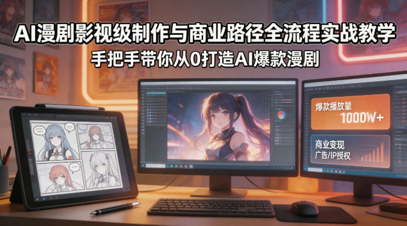 AI漫剧影视级制作与商业路径全流程实战教学，手带你从0打造AI爆款漫剧-遨游资源库