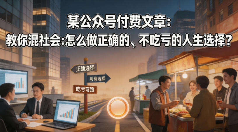 某公众号付费文章：教你混社会：怎么做正确的、不吃亏的人生选择？-遨游资源库