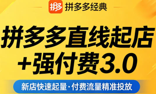 拼多多直线起店+强付费3.0，教你稳定起店、高效控投产、破解流量瓶颈（更新4月）-遨游资源库