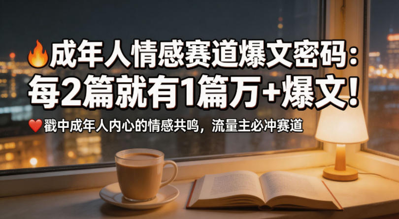 公众号流量主成年人情感心理赛道，流量最大，受众最广的主流赛道之一，平均每2篇就有1篇万爆文章-遨游资源库