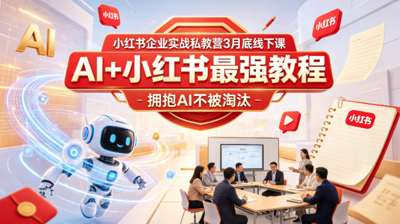 小红书企业实战私教营3月底线下课，AI+小红书最强教程，拥抱AI不被淘汰-遨游资源库