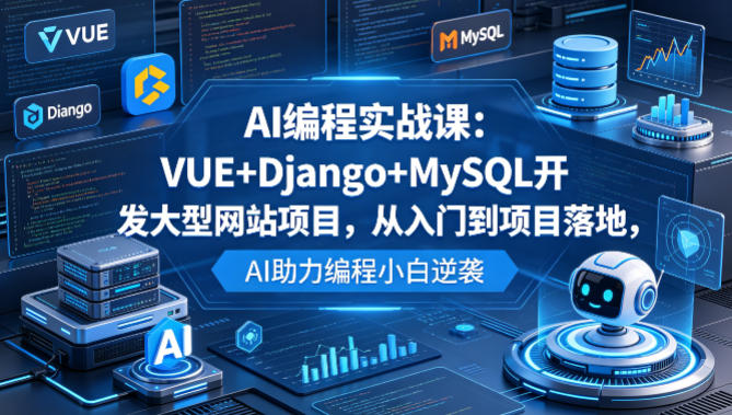 AI编程实战课：VUE+Django+MySQL开发大型网站项目，从入门到项目落地，AI助力编程小白逆袭-遨游资源库