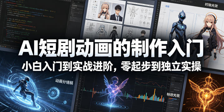 AI短剧动画的制作入门，小白入门到实战进阶，零起步到独立实操-遨游资源库