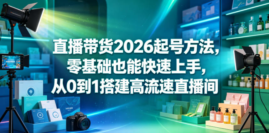 直播带货2026起号方法，零基础也能快速上手，从0到1搭建高流速直播间-遨游资源库