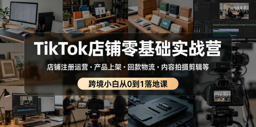TikTok店铺零基础实战营，店铺注册运营・产品上架・回款物流・内容拍摄剪辑等 ，跨境小白从0到1落地课-遨游资源库