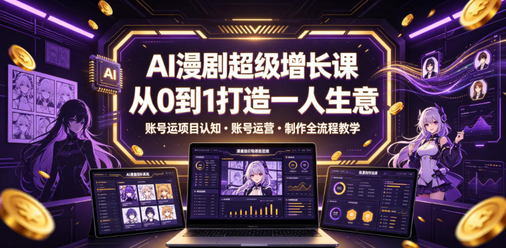 AI漫剧超级增长课，从0到1打造一人生意，项目认知・账号运营・制作全流程教学-遨游资源库