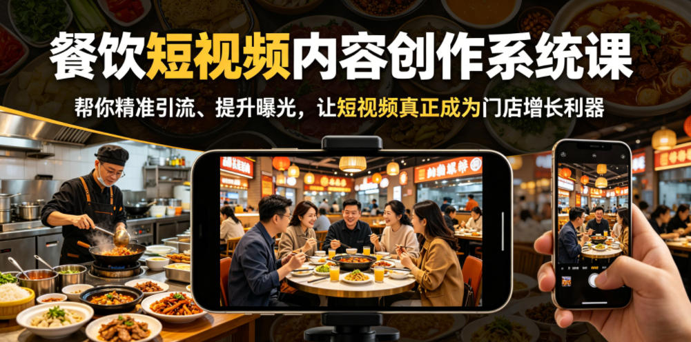 餐饮短视频内容创作系统课，帮你精准引流、提升曝光，让短视频真正成为门店增长利器-遨游资源库