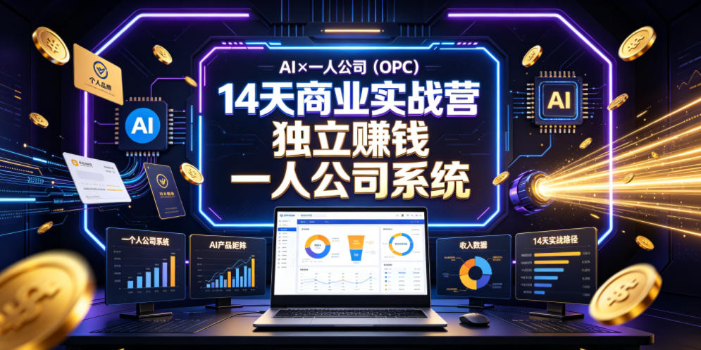 AI×一人公司（OPC）14天商业实战营，用AI帮你搭建一个属于你自己的、能独立賺钱的一人公司系统-遨游资源库
