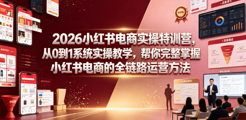 2026小红书电商实操特训营，从0到1系统实操教学，帮你完整掌握小红书电商的全链路运营方法-遨游资源库