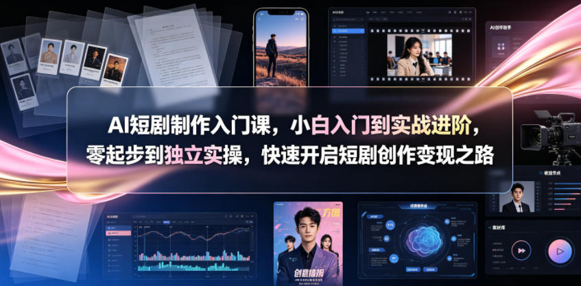 AI短剧制作入门课，小白入门到实战进阶，零起步到独立实操，快速开启短剧创作变现之路-遨游资源库