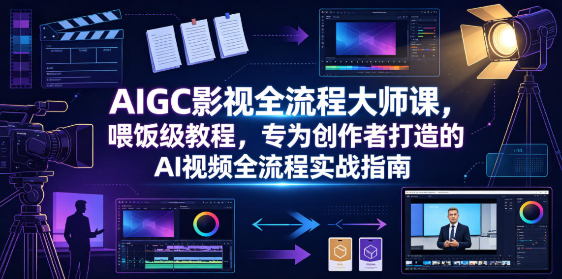 AIGC影视全流程大师课，喂饭级教程，专为创作者打造的AI视频全流程实战指南-遨游资源库