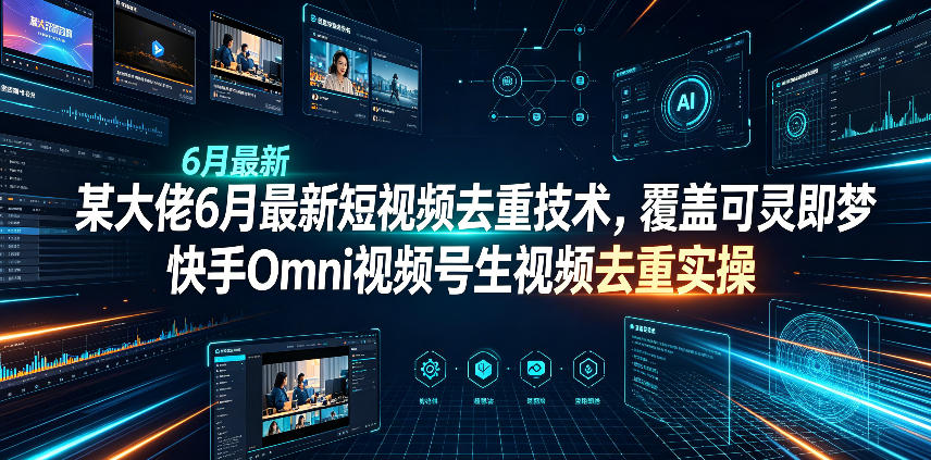 某大佬6月最新短视频去重技术，覆盖可灵即梦快手Omni视频号生视频去重实操-遨游资源库