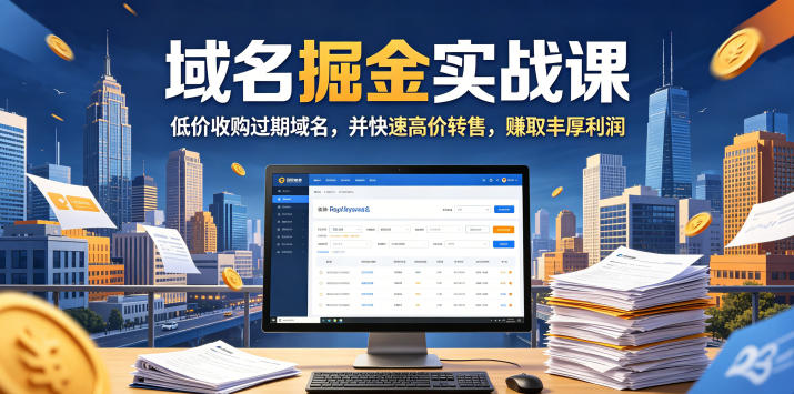 域名交易掘金实战课，低价收购过期域名，并快速高价转售，賺取丰厚利润【原创双语字幕】-遨游资源库