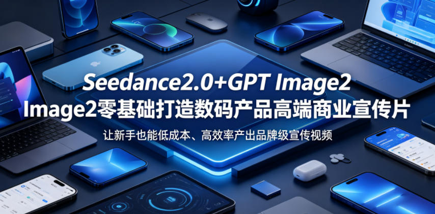 Seedance2.0+GPT Image2零基础打造数码产品高端商业宣传片，让新手也能低成本、高效率产出品牌级宣传视频-遨游资源库
