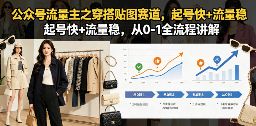 公众号流量主之穿搭贴图赛道，起号快+流量稳，从0-1全流程讲解-遨游资源库