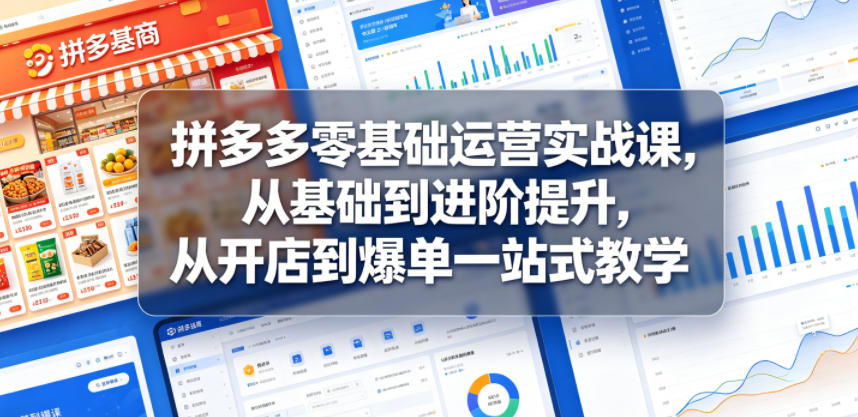 拼多多零基础运营实战课，从基础到进阶提升，从开店到爆单一站式教学-遨游资源库