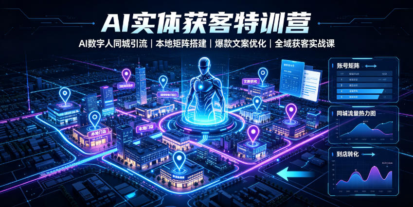 AI实体获客特训营｜AI数字人同城引流、本地矩阵搭建、爆款文案优化全域获客实战课-遨游资源库