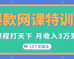 爆款网课特训营,一套课程打天下,网课变现的10个实操法,月收入3万到10万-遨游资源库