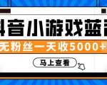 赚钱计划：抖音小游戏蓝海项目，无粉丝一天收入5000+-遨游资源库