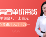 抖音高单价带货项目，一单佣金几十上百元，核心套路月入几十万（共3节）-遨游资源库