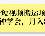 操作性非常强的头条号短视频搬运项目，3分钟学会，轻松月入8000+-遨游资源库