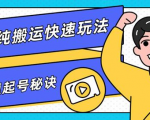 团队内部课程，短视频纯搬运快速玩法，批量快速起号的秘诀-遨游资源库