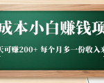 零成本小白赚钱实操项目，一天可赚200+ 每个月多一份收入来源-遨游资源库
