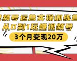 视频号运营实操训练营：从0到1玩赚视频号，3个月变现20万-遨游资源库