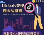 tiktok变现四天实战班,连怼技术+矩阵玩法赚美金!价值998元-遨游资源库