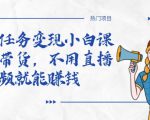 全民任务变现小白课，不用带货，不用直播，拍视频就能赚钱-遨游资源库