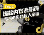 【毒舌电影合伙人亲授】抖音爆款内容涨粉课,5000万抖音大号首次披露涨粉机密-遨游资源库
