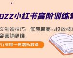 2022小红书高阶训练营：爆文制造技巧，低预算高roi投放技巧，内容营销思维-遨游资源库