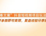 “毒文案”抖音短视频项目玩法，小程序拿图即可变现，复盘经验分享给大家-遨游资源库
