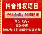 新版抖音维权项目每单利润1000+，合法合规，长期稳定，月入3W+价值1999元-遨游资源库