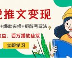 小说推文训练营：引流技巧+爆款实操+矩阵号玩法，百倍效益、百万播放秘笈-遨游资源库