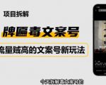 2023抖音快手毒文案新玩法，牌匾文案号，起号快易变现-遨游资源库
