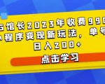 D1G馆长2023年收费990的抖音小程序变现新玩法，单号轻松日入200+-遨游资源库