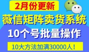 微信矩阵卖货系统，多线程批量养10个微信号，10种加粉落地方法，快速加满3W人卖货！-遨游资源库