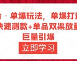万相台·单爆玩法，单爆打造流程+单品快速测款+单品双渠放量+単品巨量引爆-遨游资源库
